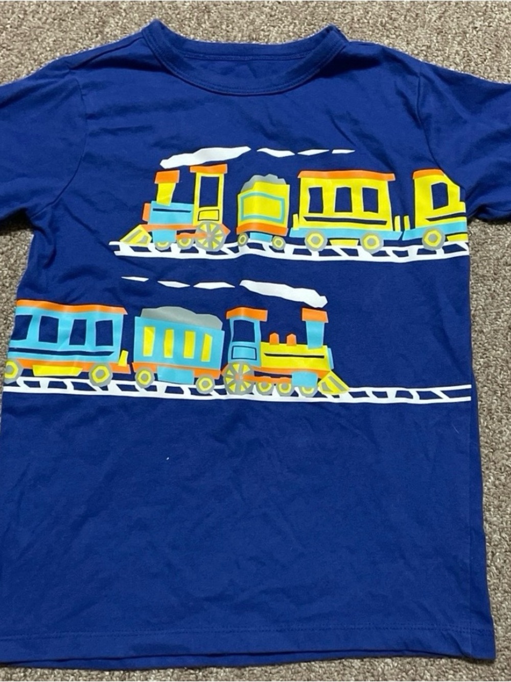 The Children’s Place Boys 6T Blue Short Sleeve T-shirt With Train Graphic